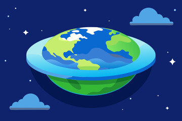 Stylized earth with a blue ring floating in a starry night sky