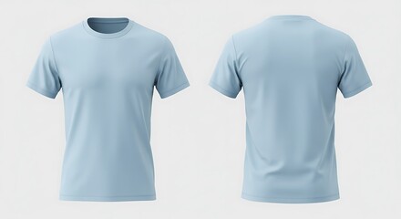 3D mockup of a pastel blue crewneck t-shirt