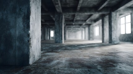 Obraz premium Unfinished commercial building with raw material lighting and sharp focus