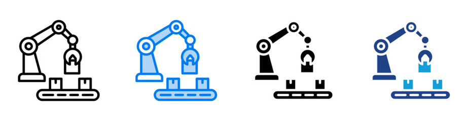 Robot arm icon set multiple style collection