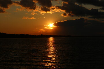 sunset over the river