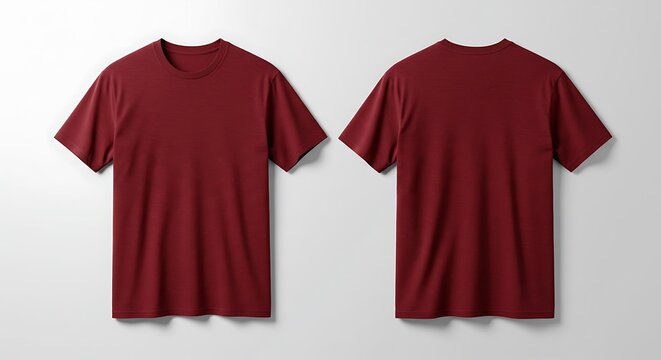 lat lay mockup of a ruby red oversized male t-shirt