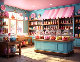 Sweet shop interior, colorful candies (1)