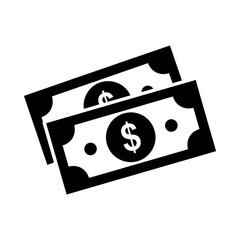 Vector illustration of two dollar bills isolated on white background