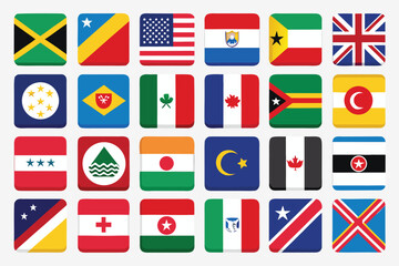 World Most Popular National Flags icon with white background