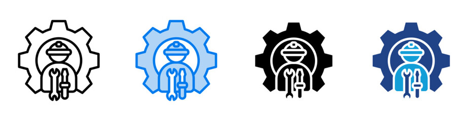 Technical support icon set multiple style collection