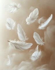 Naklejka premium feathers seamless background