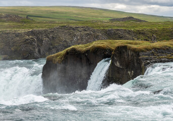 Godafoss, or Waterfall of the Gods on the river Skjalfandafljot near Akureyri in Northern Iceland is a popular tourist attraction