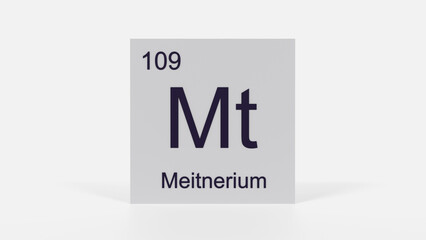 Meitnerium Element 3D Render - Periodic Table Box with Atomic Number 109, Scientific Education, Chemistry Classroom, Modern Science Poster, and Laboratory Wall Art