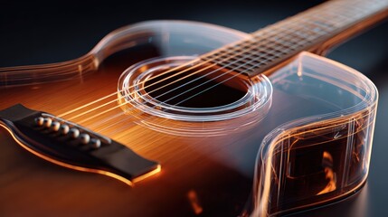 Fototapeta premium Transparent Guitar with Glowing Details