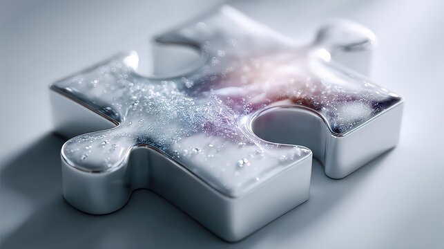 Single Puzzle Piece with Galaxy Texture Concept