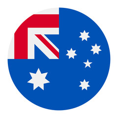Australia national flag isolated on white. Official blue field with Union Jack and white stars, simple flat design. Vector clipart or icon for Australian events and news illustration, travel 