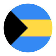 Bahamas national flag isolated on white. Official horizontal stripes aquamarine, yellow, and black triangle, simple flat design. Vector clipart or icon for Bahamian events and news illustration