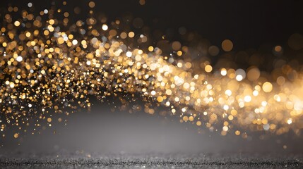 Naklejka premium Golden lights shimmer over a dark surface.