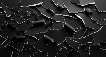 Fototapeta premium ripped pieces of black paper making a vibrant background texture