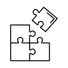 Vector illustration of puzzle pieces connecting to form a solution, isolated on white background