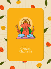 Happy Ganesh Chaturthi banner design with Lord Ganesha vector illustration template design 