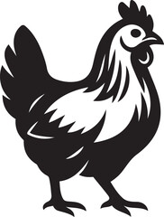 Chicken silhouette black and white, Poultry farm bird vector
