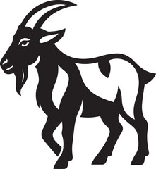 Goat silhouette black and white, Livestock farm animal vector