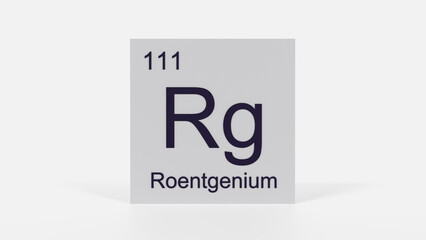 Roentgenium Element 3D Render - Periodic Table Box with Atomic Number 111, Scientific Education, Chemistry Classroom, Modern Science Poster, and Laboratory Wall Art