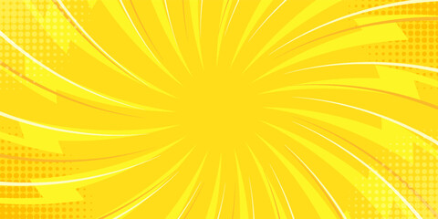 Yellow comic book background. Modern creative pop art orange halftone style background