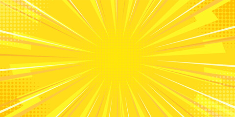 Yellow comic book background. Modern creative pop art orange halftone style background © Iflah