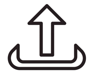 Minimalist Black Outlined Upload Symbol with Smooth Curves, isolated