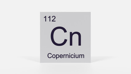 Copernicium Element 3D Render - Periodic Table Box with Atomic Number 112, Scientific Education, Chemistry Classroom, Modern Science Poster, and Laboratory Wall Art