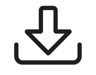 Outlined Black Download Symbol with Curved Edges, Minimalist Style, isolated