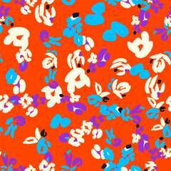 Abstract seamless pattern with different colorful flowers. Vector floral background, design, print, textile, wrapping paper, backdrop