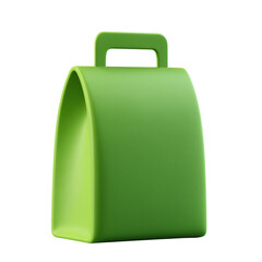 3D Cartoon style Green bag isolated on a transparent background