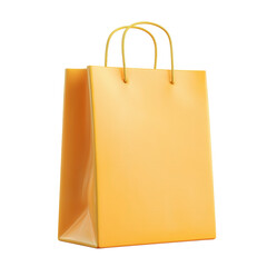 3D Cartoon style Yellow paper bag isolated on a transparent background