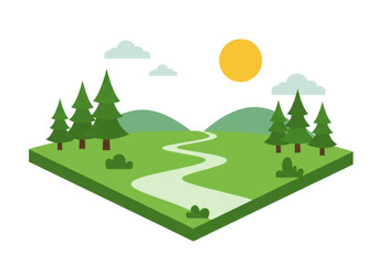 Obraz premium Scenic landscape isolated on transparent background