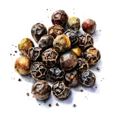 A watercolor painting of Black Pepper, vector illustration on white background.