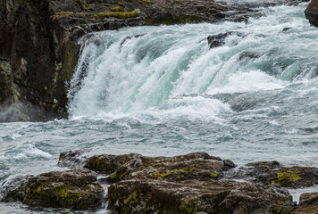Godafoss, or Waterfall of the Gods on the river Skjalfandafljot near Akureyri in Northern Iceland is a popular tourist attraction