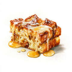 Watercolor art of pumpkin bread pudding