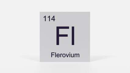 Flerovium Element 3D Render - Periodic Table Box with Atomic Number 114, Scientific Education, Chemistry Classroom, Modern Science Poster, and Laboratory Wall Art
