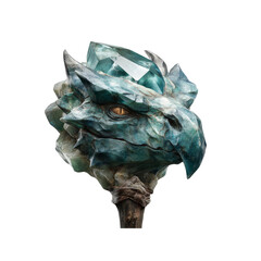 Mystical Dragon Head Staff Fantasy Crystal Creature Artifact