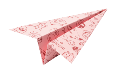 Creative paper airplane designs indoor play area colorful environment eye-level fun concepts. Cut out png