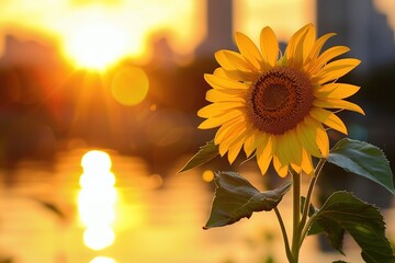 Sunflower sunset golden hour beauty