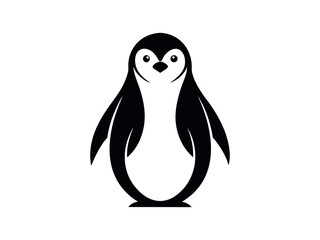 Fototapeta premium Vector illustration of a black silhouette of a penguin. Isolated white background