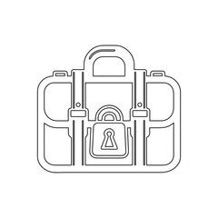 Locked Briefcase Icon Vector Black and White