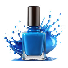  vibrant blue nail polish with splash effect isolated on white background PNG, AI GENERATED