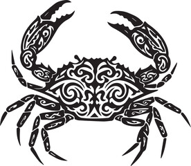 Tribal Crab With Claws Raised On White Background tattoo crustacean