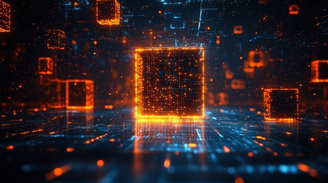 Digital glowing cubes in a data network