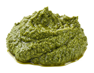 Delicious green pesto sauce preparation kitchen food culinary environment flavorful concept. Cut out png