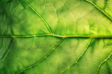 Vibrant green leaf close up texture