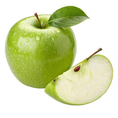 Crisp Granny Smith apple a juicy delight freshly picked with a slice capturing the essence of