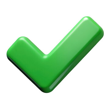 3d green check mark symbol isolated on transparent background