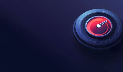 Abstract illustration of a customer satisfaction icon with a speedometer, on a blue color background, a digital technology concept for web banner design and business service advertisement.